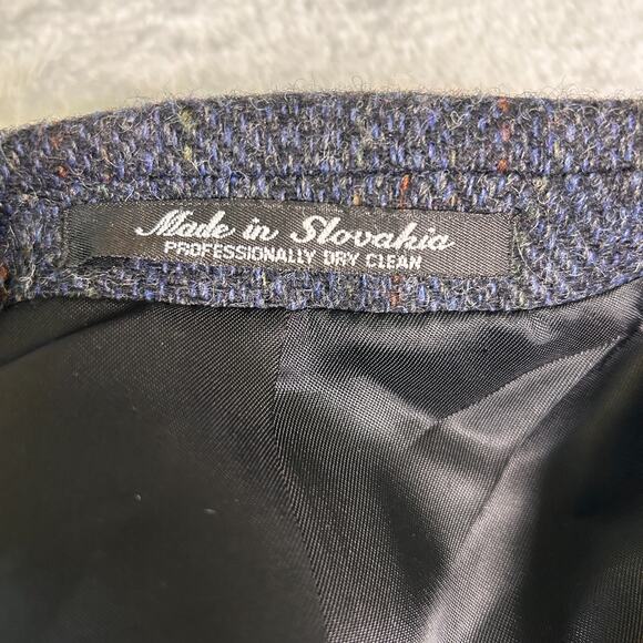 Robert Stock Blazer Mens 44L Navy Blue 100% Wool Herringbone Twill Sport Coat - Picture 12 of 12